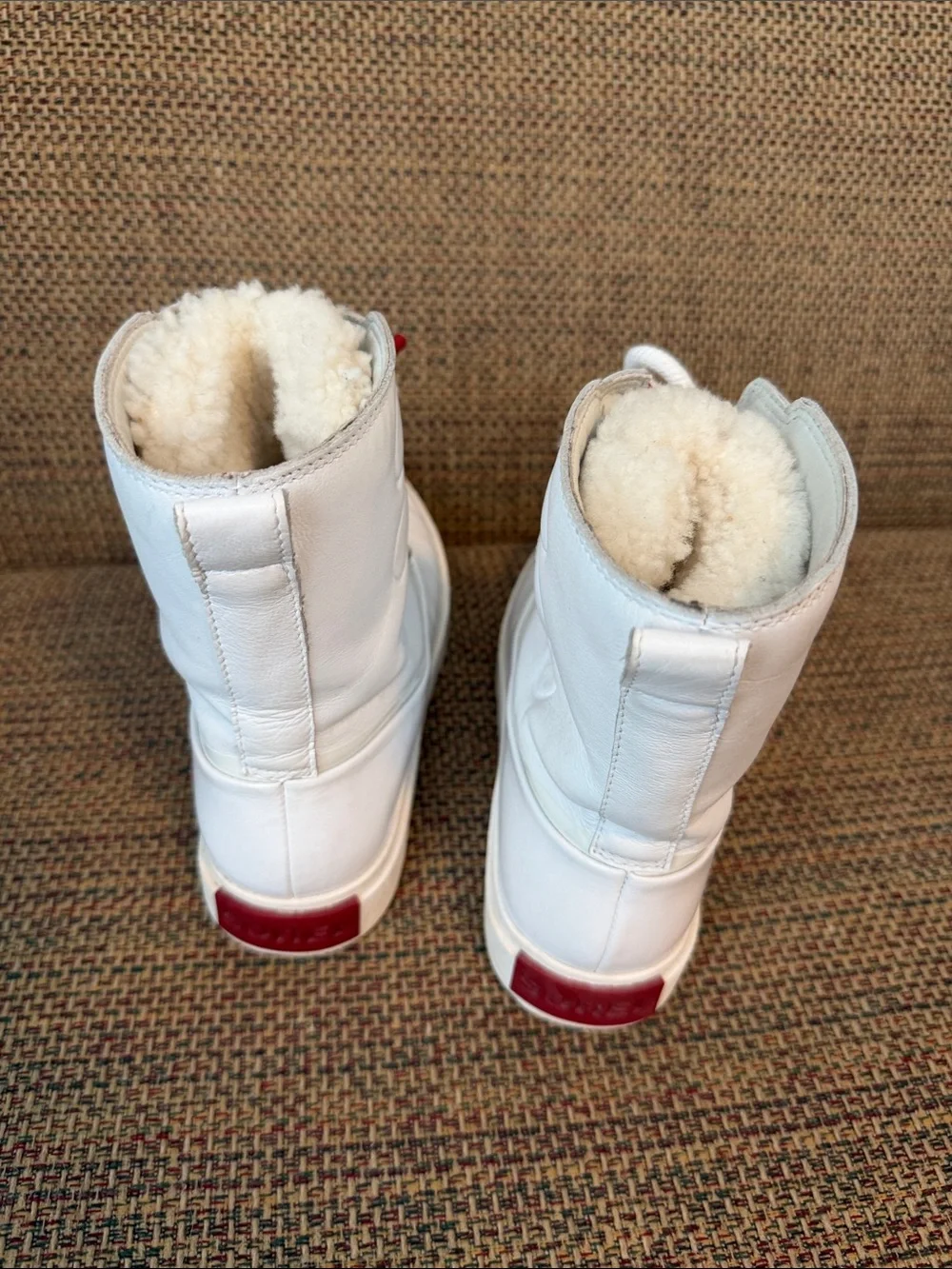 Sorel White Shearling-Lined Lace-Up Boots
